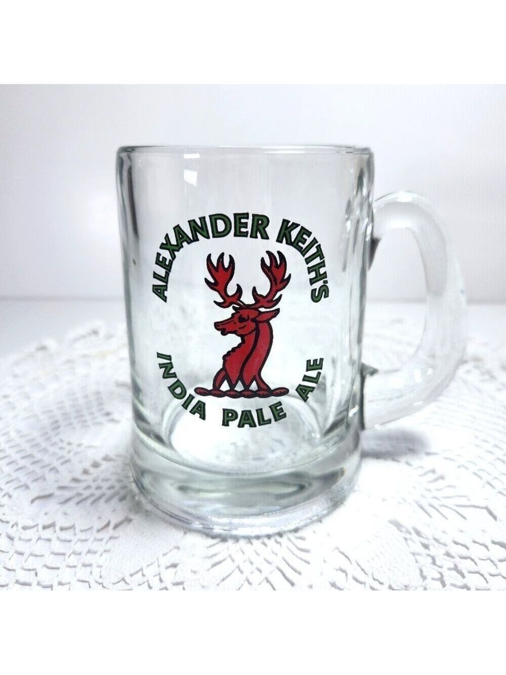 Alexander Keiths Beer Stein India Pale Ale Mug Cup Thick Heavy Clear Glass 450ml